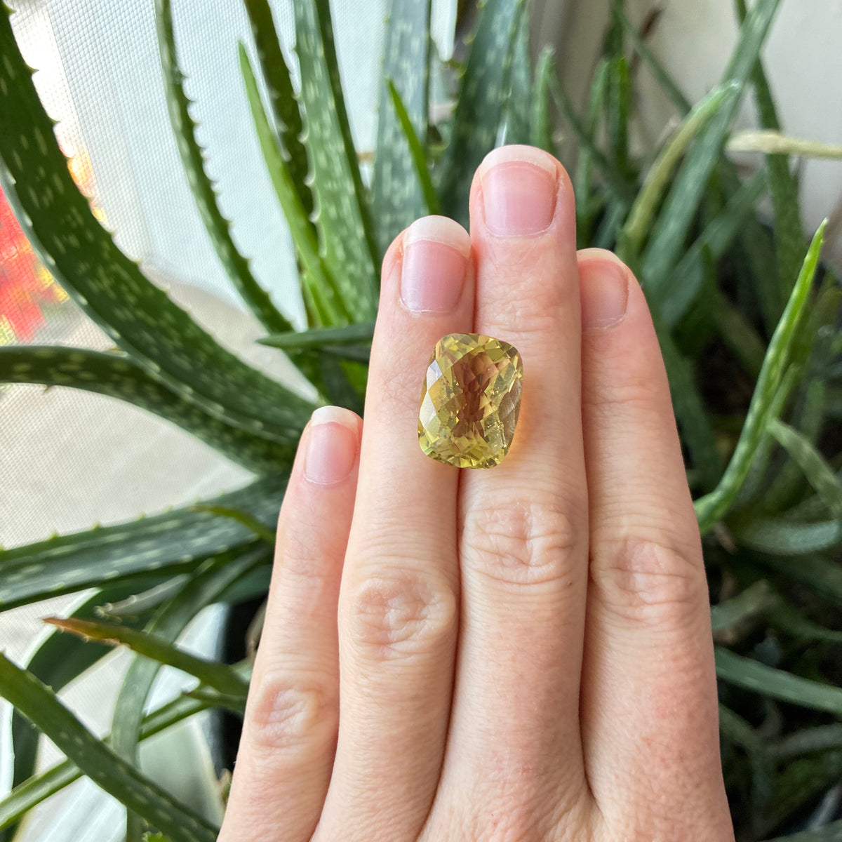 18x13mm Yellow Citrine Cushion Cut, 13.93 Ct Faceted Loose Quartz