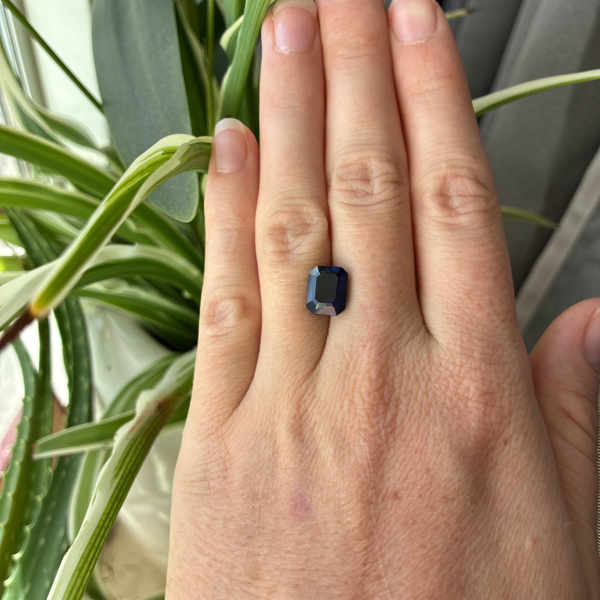 10x8mm Lab Created  Dark Blue Sapphire, 4.28 carats