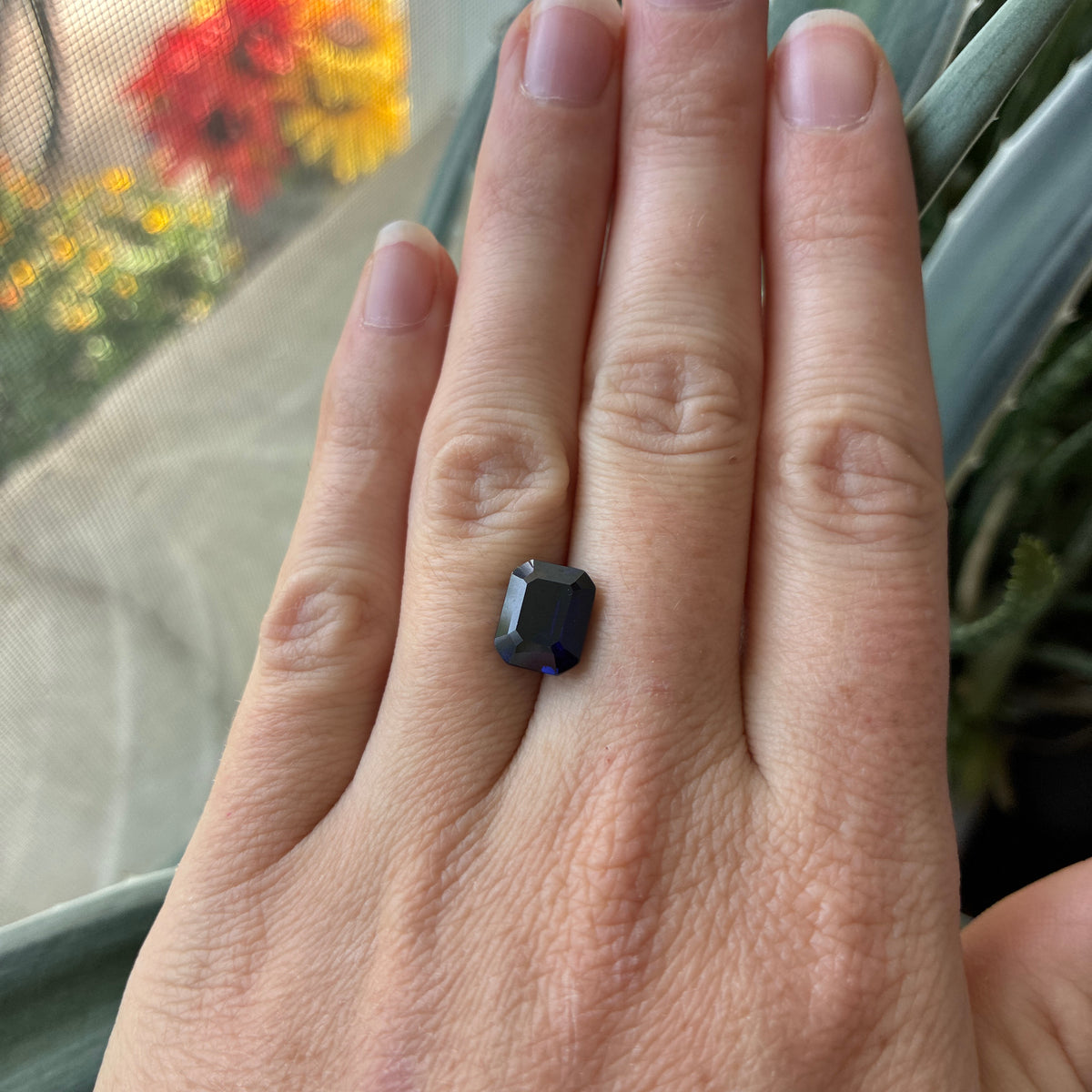 10x8mm Lab Created  Dark Blue Sapphire, 4.28 carats