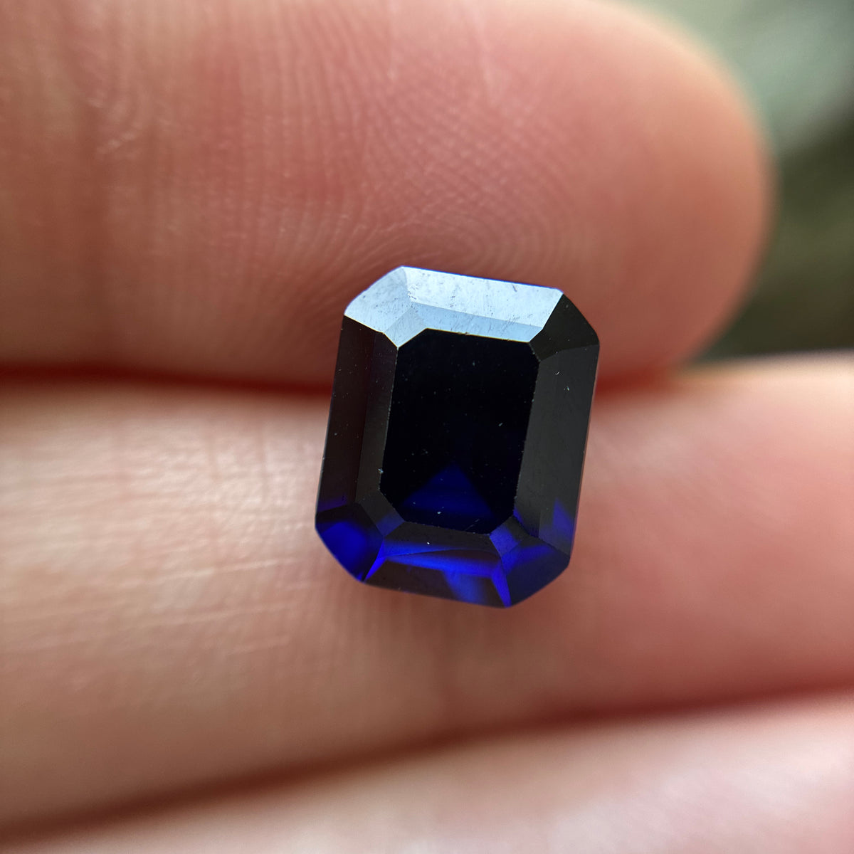 10x8mm Lab Created  Dark Blue Sapphire, 4.28 carats