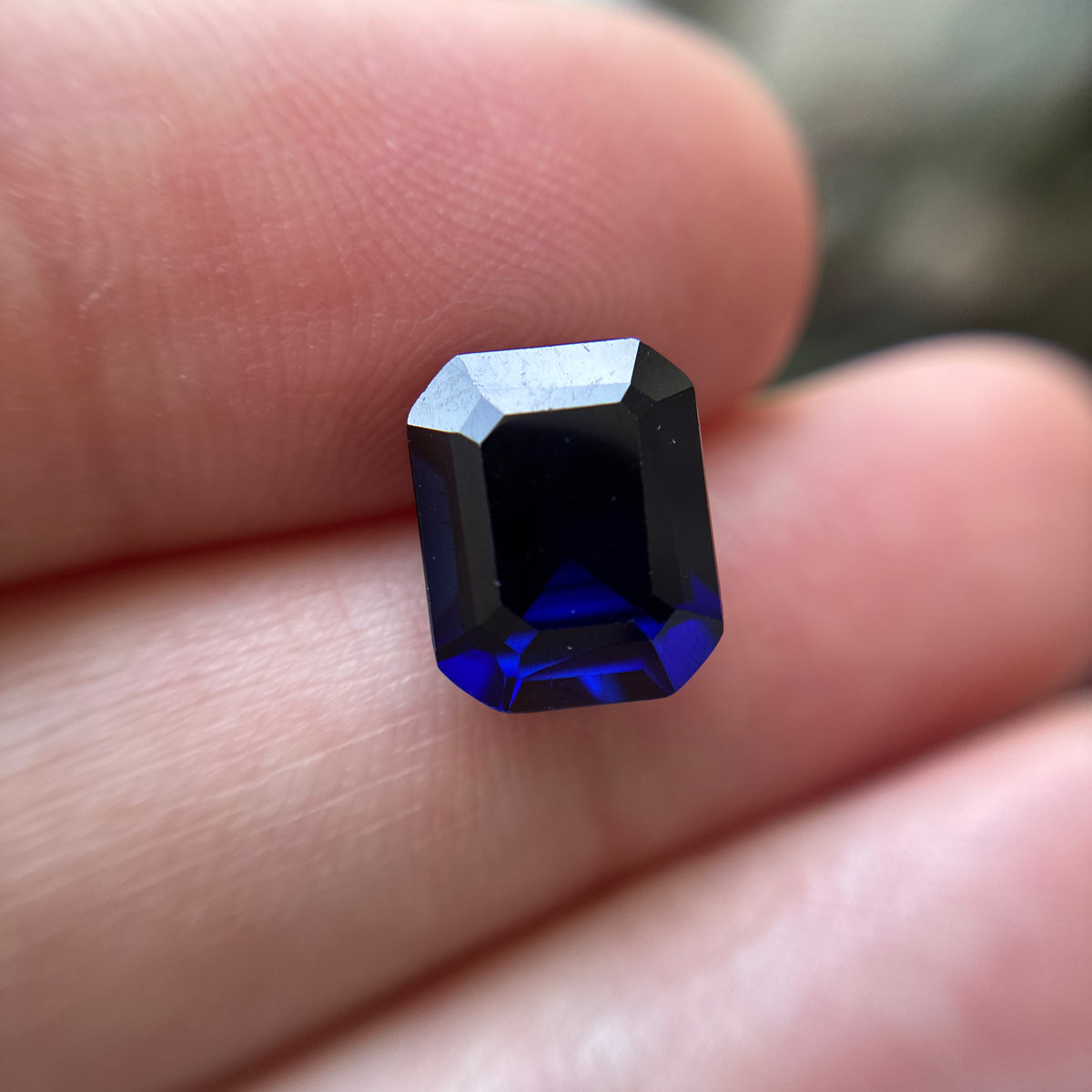 10x8mm Lab Created  Dark Blue Sapphire, 4.28 carats