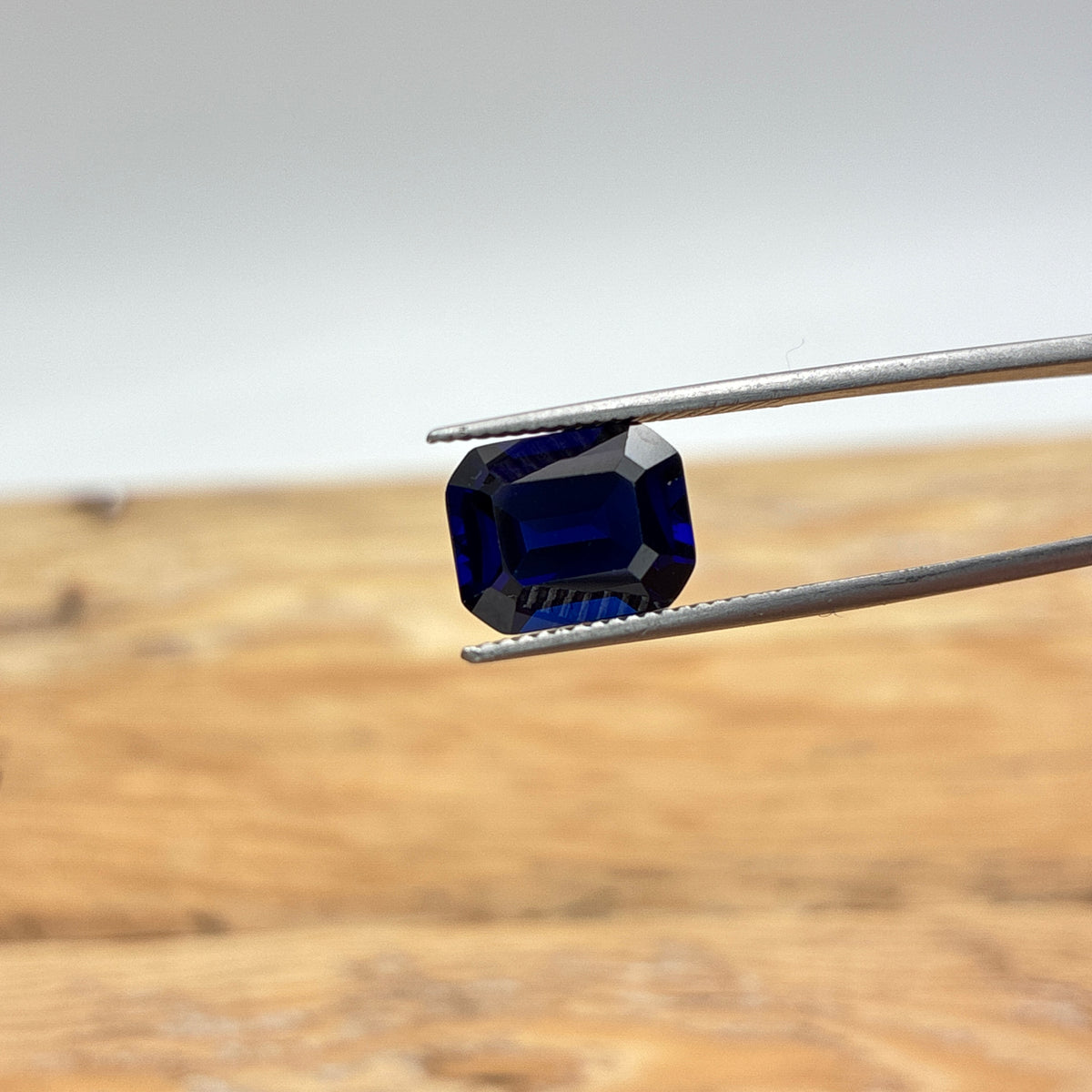 10x8mm Lab Created  Dark Blue Sapphire, 4.28 carats