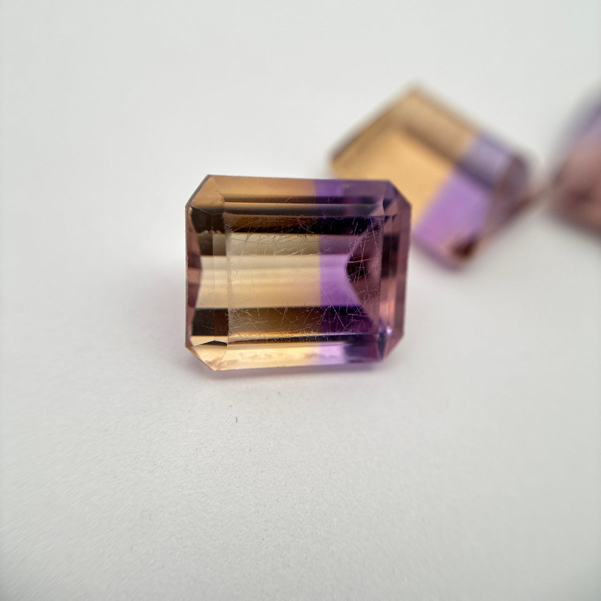 39 carat Lot of Ametrine, Worn Gems, 6 pieces, Faceted, Recycled, Chipped, Preformed Facet Rough, Light Purple and Yellow Bi-Color Quartz