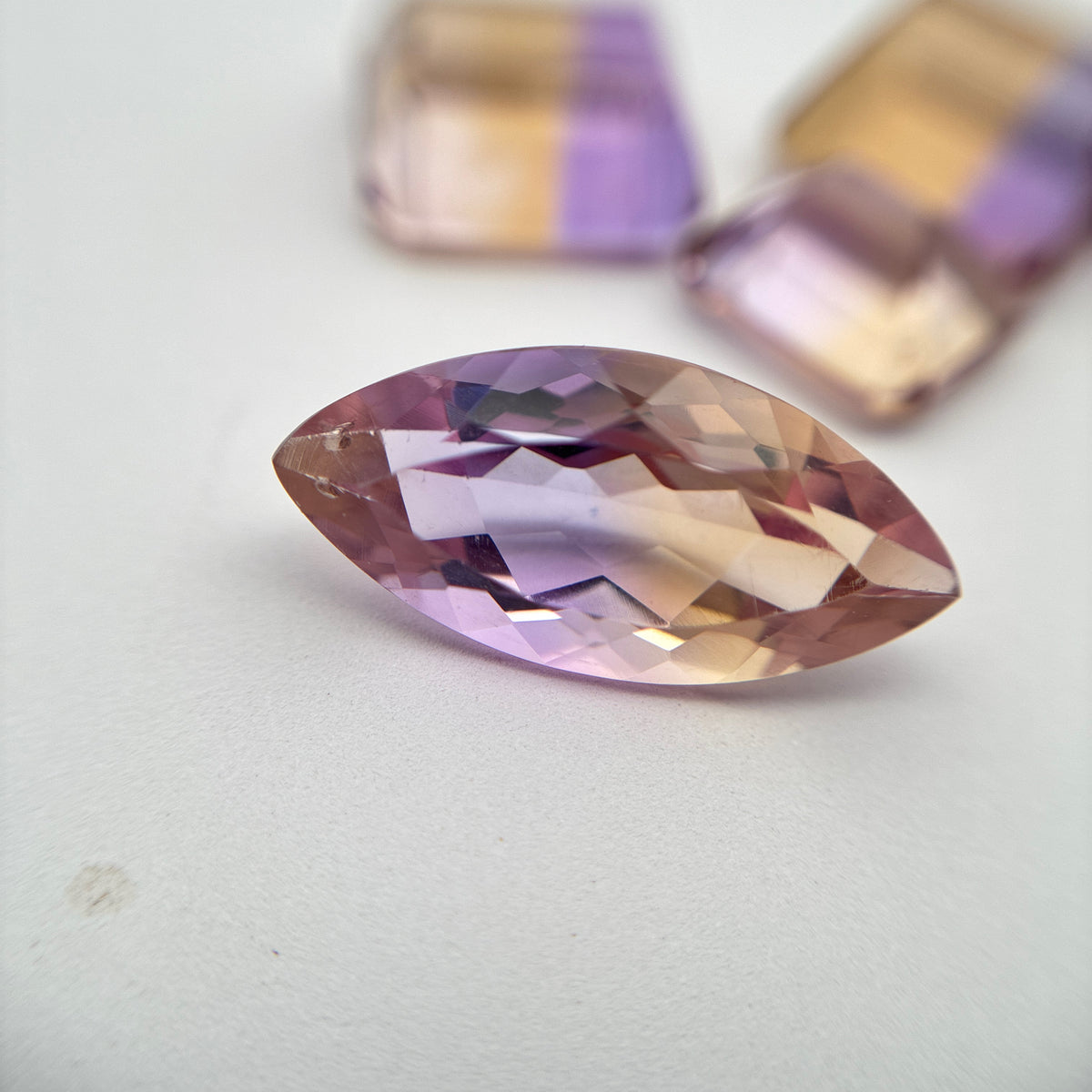 39 carat Lot of Ametrine, Worn Gems, 6 pieces, Faceted, Recycled, Chipped, Preformed Facet Rough, Light Purple and Yellow Bi-Color Quartz