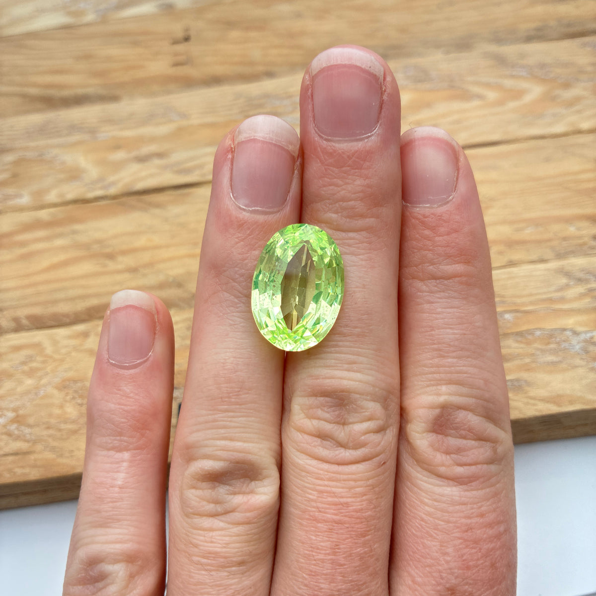 18x13mm Lab Created Green Spinel, 13.50 carat, Uranium Glass color
