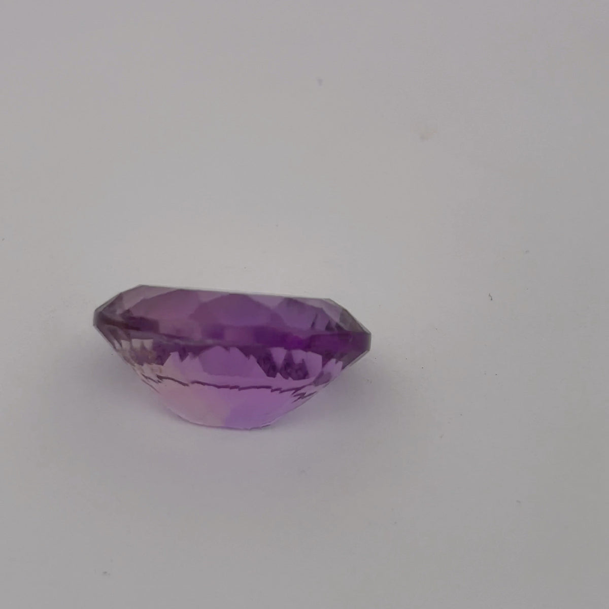 16x12mm Oval Cut Loose Amethyst Gemstone, 8.51 ct Fantasy cut, Concave faceted Gem