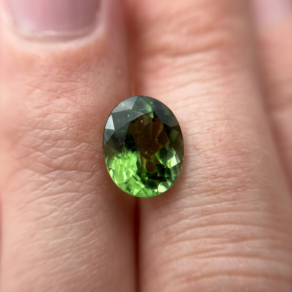 10x8mm Oval Cut Green Tourmaline 2.89 carat Gem with wear