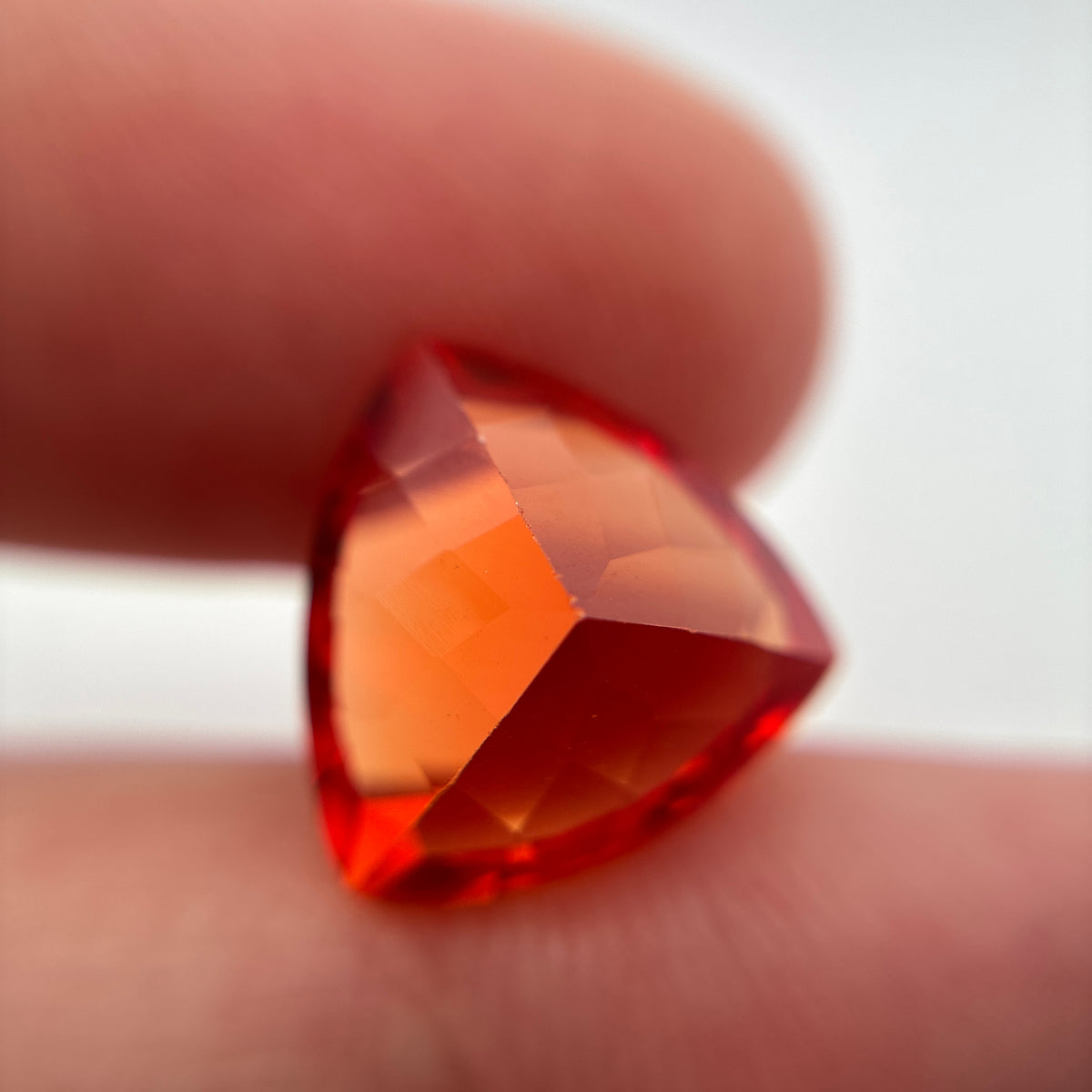 12mm Fiery Orange Lab Sapphire 7 carat, Trillion Cut Loose Gem