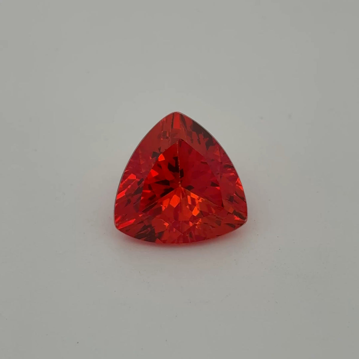 12mm Fiery Orange Lab Sapphire 7 carat, Trillion Cut Loose Gem