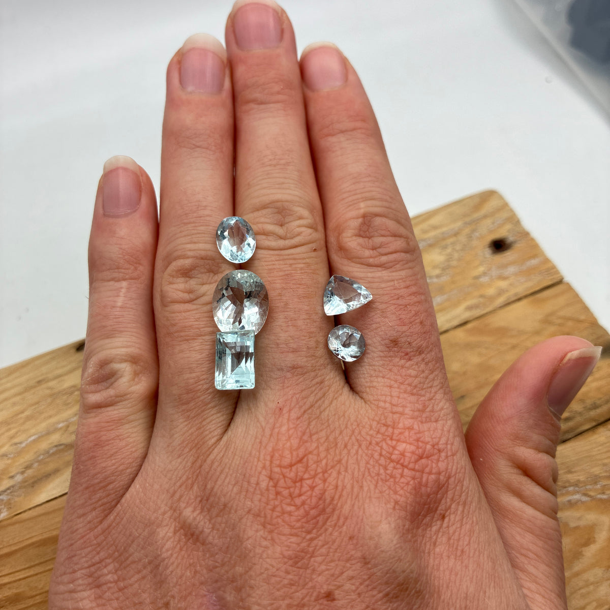 11.9 carat Lot of Worn Aquamarine Faceted, Recycled, Imperfect Gems, Lot of 5 Stones