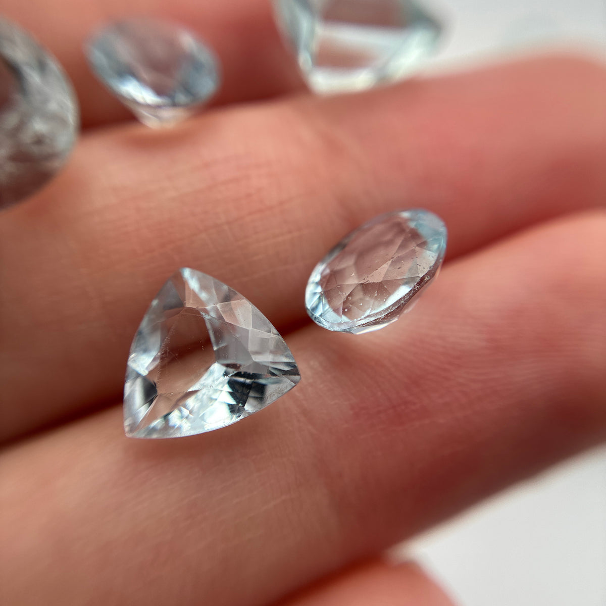 11.9 carat Lot of Worn Aquamarine Faceted, Recycled, Imperfect Gems, Lot of 5 Stones
