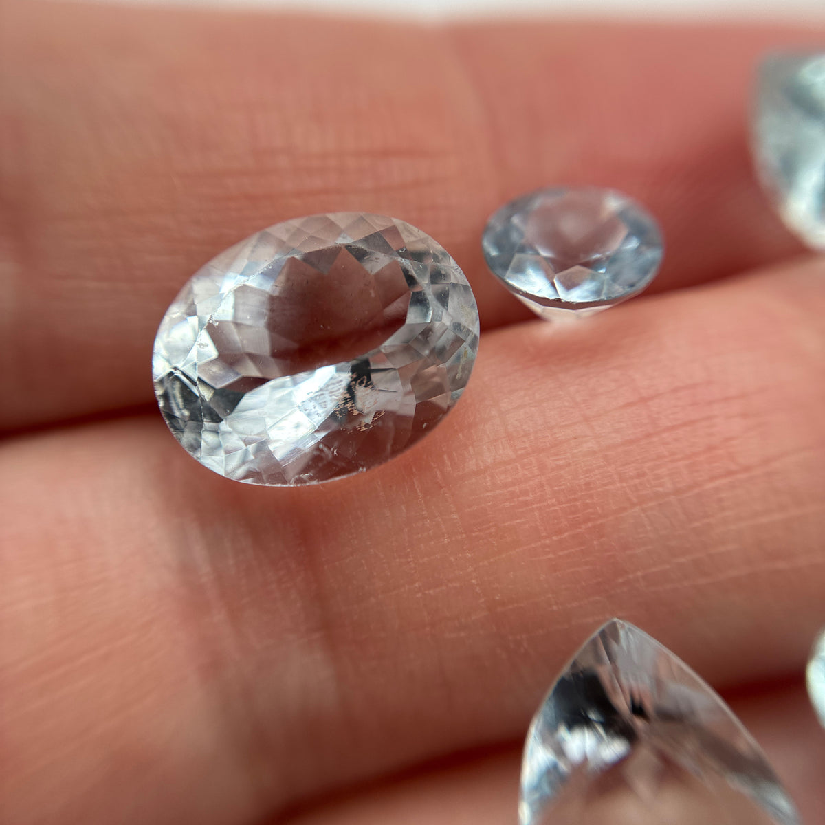 11.9 carat Lot of Worn Aquamarine Faceted, Recycled, Imperfect Gems, Lot of 5 Stones
