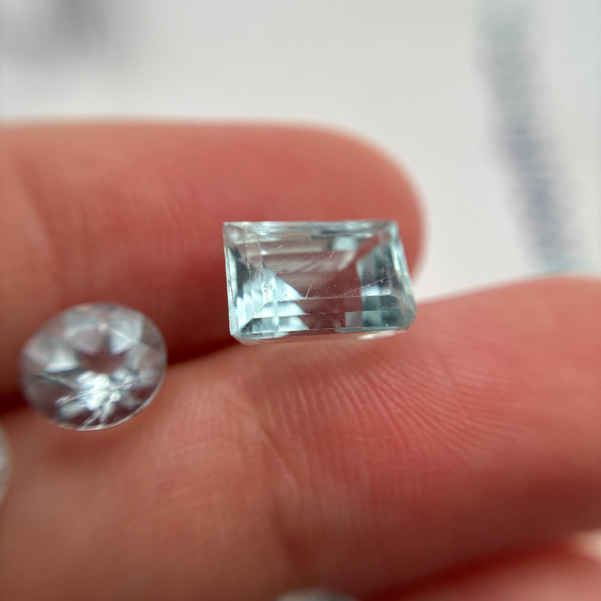 11.9 carat Lot of Worn Aquamarine Faceted, Recycled, Imperfect Gems, Lot of 5 Stones