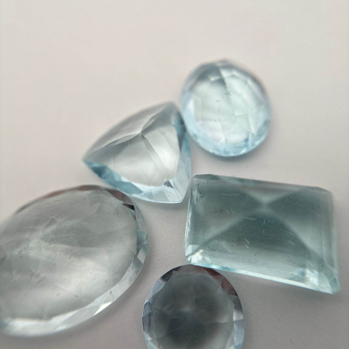 11.9 carat Lot of Worn Aquamarine Faceted, Recycled, Imperfect Gems, Lot of 5 Stones