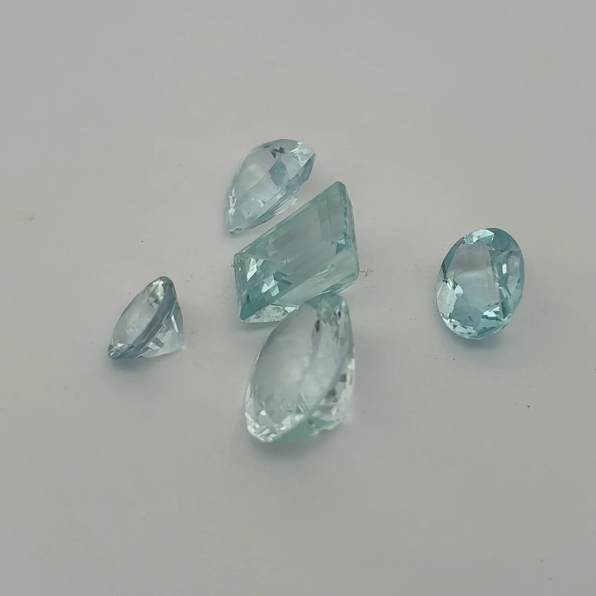 11.9 carat Lot of Worn Aquamarine Faceted, Recycled, Imperfect Gems, Lot of 5 Stones