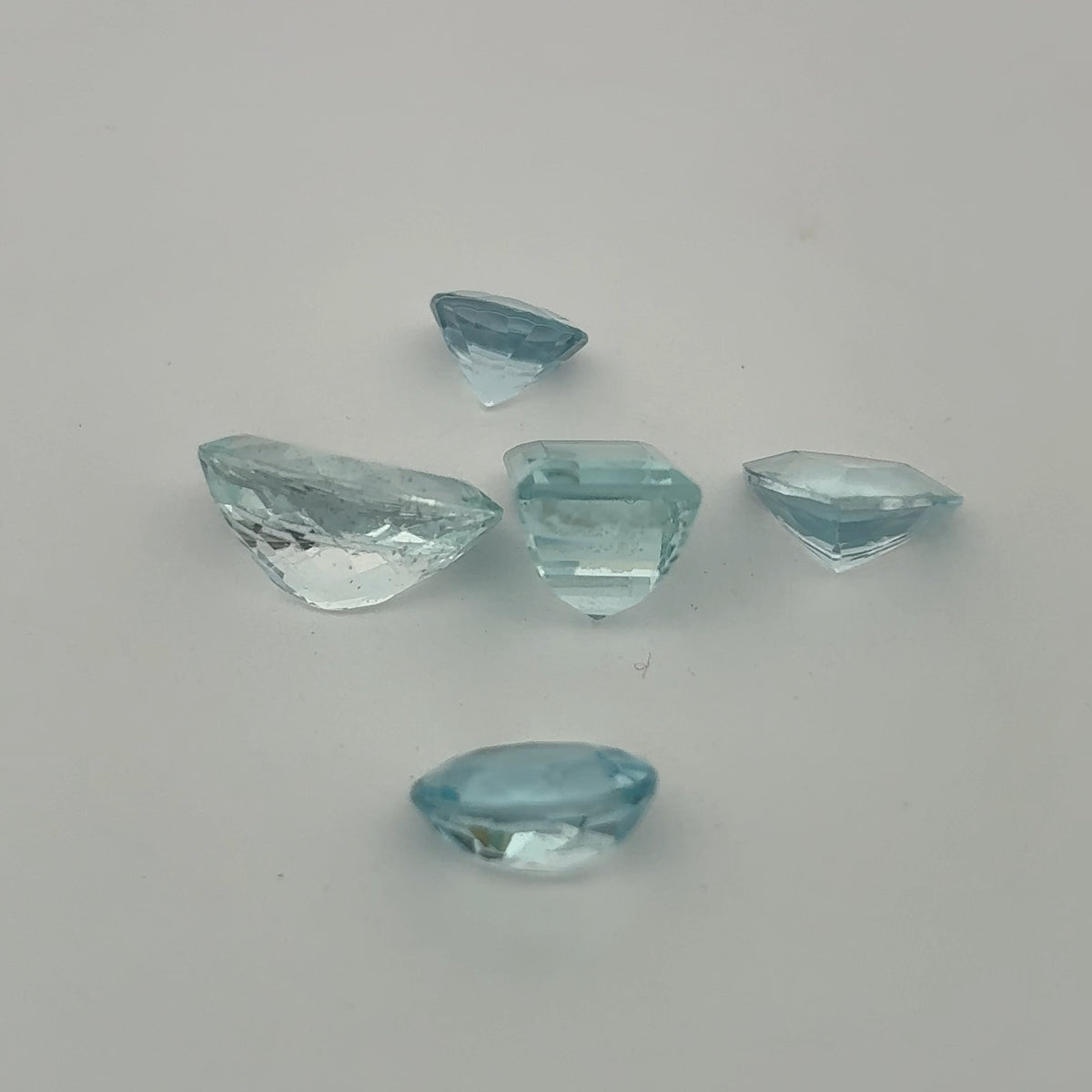 11.9 carat Lot of Worn Aquamarine Faceted, Recycled, Imperfect Gems, Lot of 5 Stones
