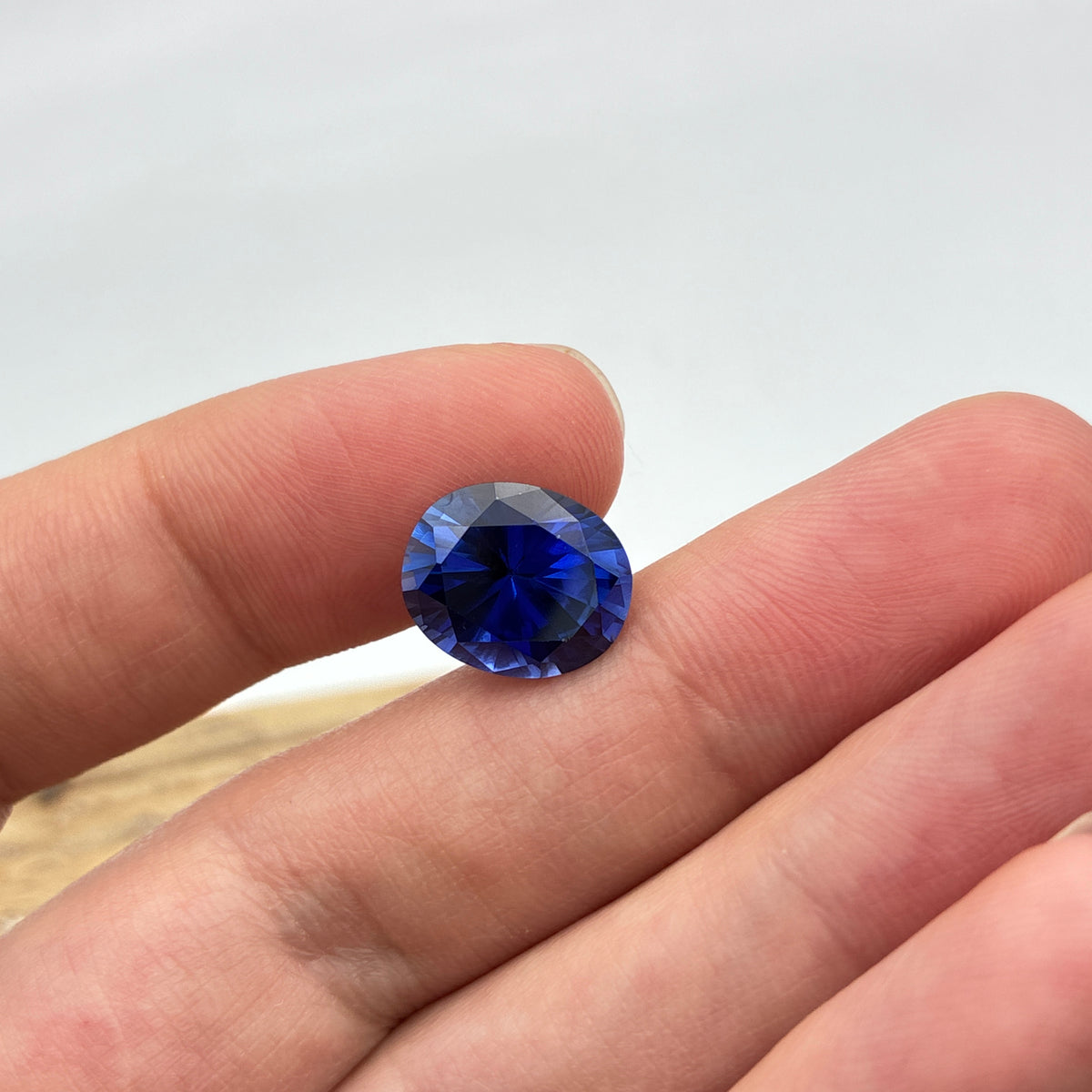 12x10mm Oval Cut Dark Blue  Lab Sapphire, 6 carats