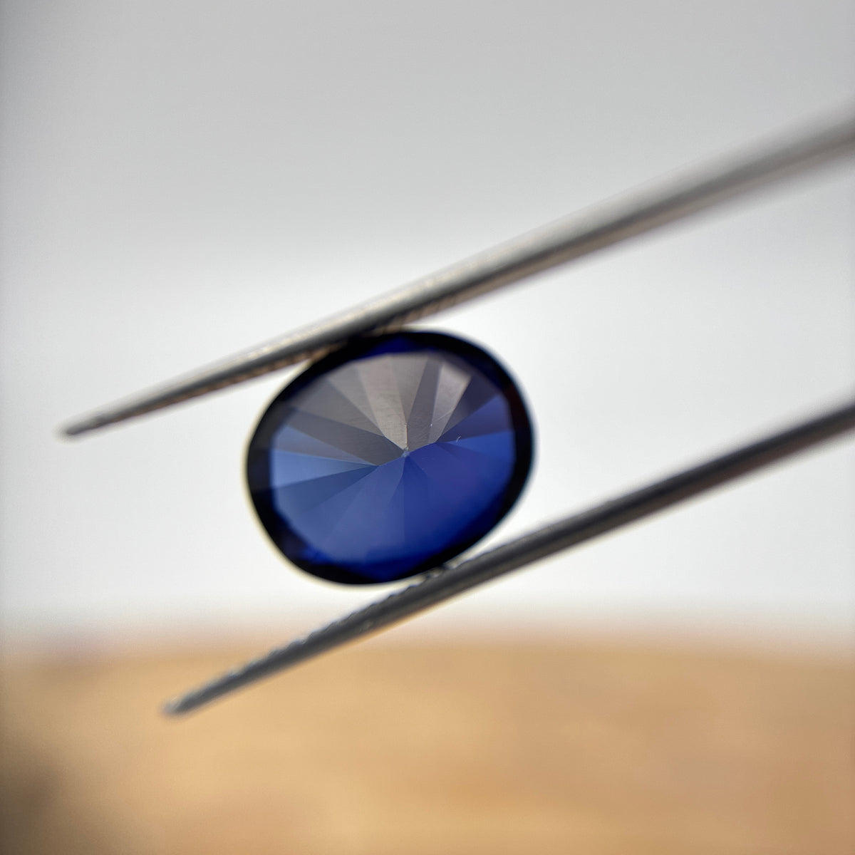 12x10mm Oval Cut Dark Blue  Lab Sapphire, 6 carats