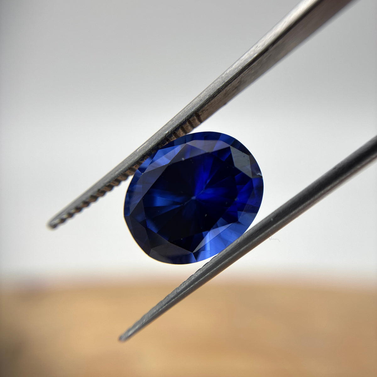 12x10mm Oval Cut Dark Blue  Lab Sapphire, 6 carats
