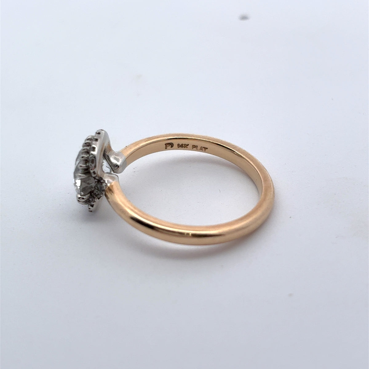 14k Yellow Gold and Platinum Lab Diamond Halo Engagement Ring, 1.23 carat, D Color VVS2