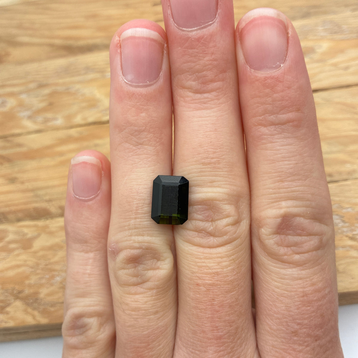 4 carat Dark Green Tourmaline, 10.5x8mm Damaged Gemstone