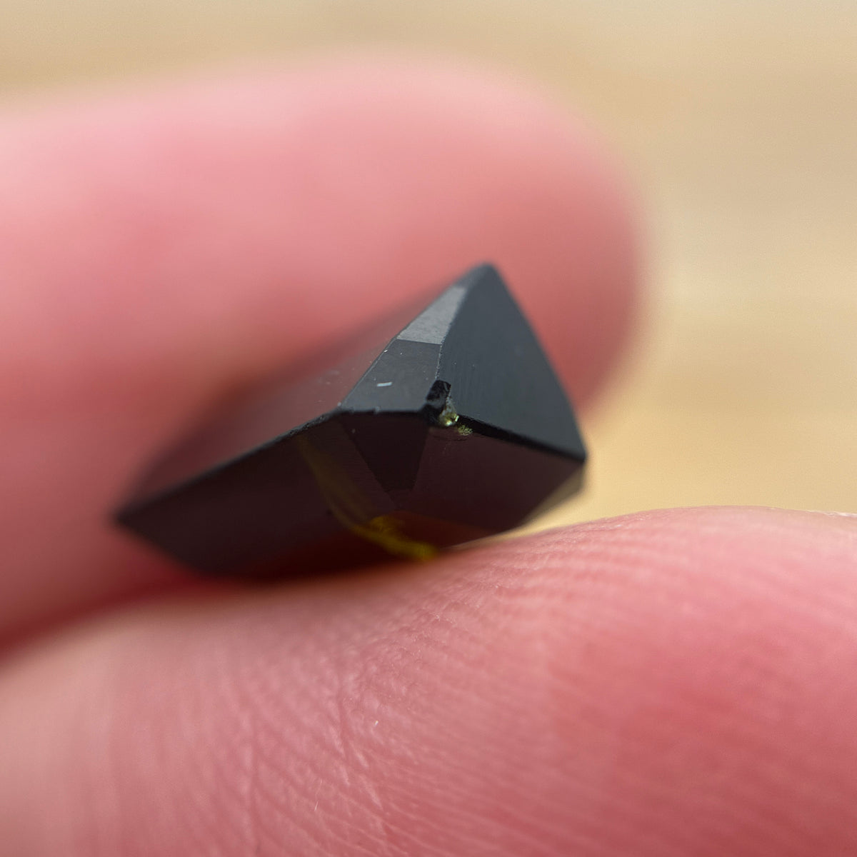 4 carat Dark Green Tourmaline, 10.5x8mm Damaged Gemstone