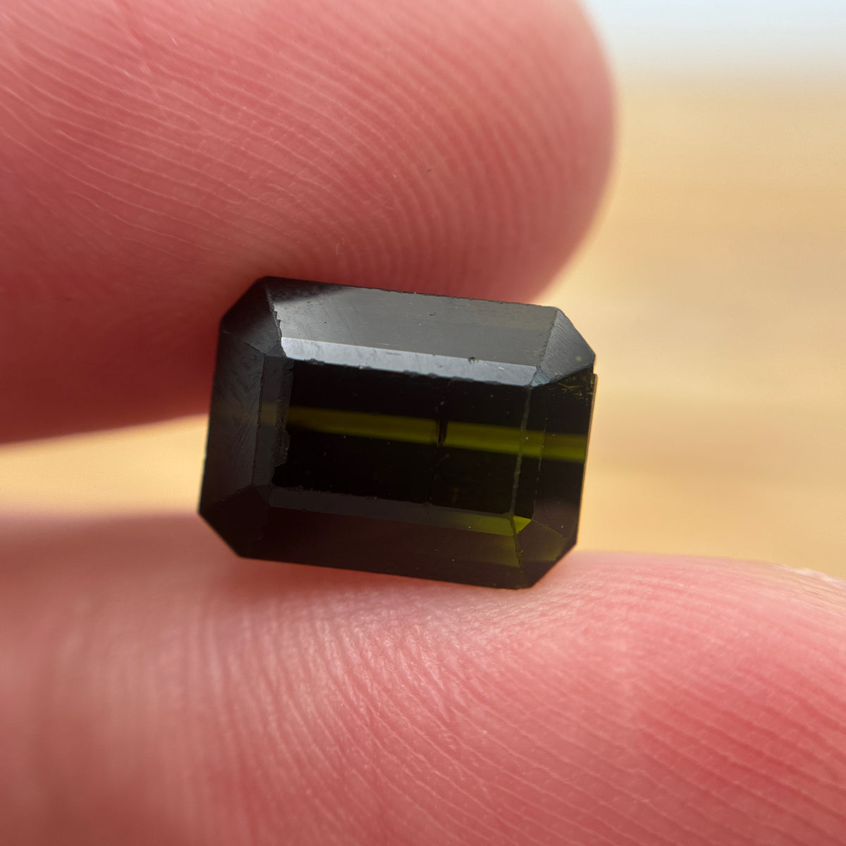 4 carat Dark Green Tourmaline, 10.5x8mm Damaged Gemstone