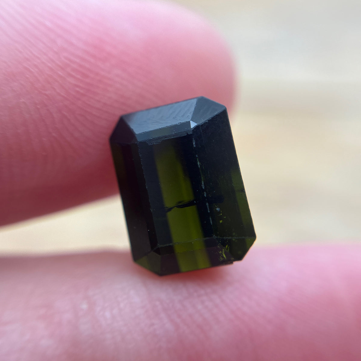 4 carat Dark Green Tourmaline, 10.5x8mm Damaged Gemstone