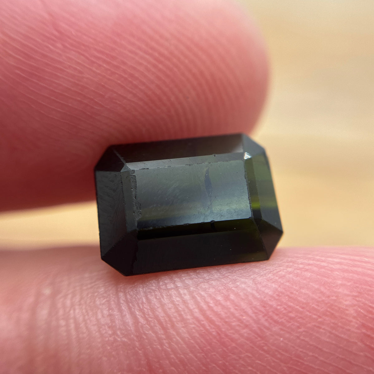 4 carat Dark Green Tourmaline, 10.5x8mm Damaged Gemstone