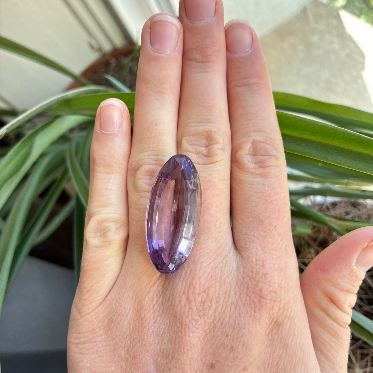 37 carat Imperfect Amethyst, 35x15.7mm Elongated Oval cut