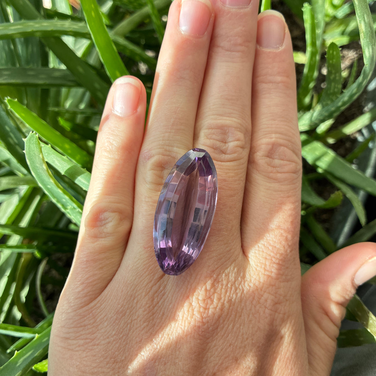 37 carat Imperfect Amethyst, 35x15.7mm Elongated Oval cut