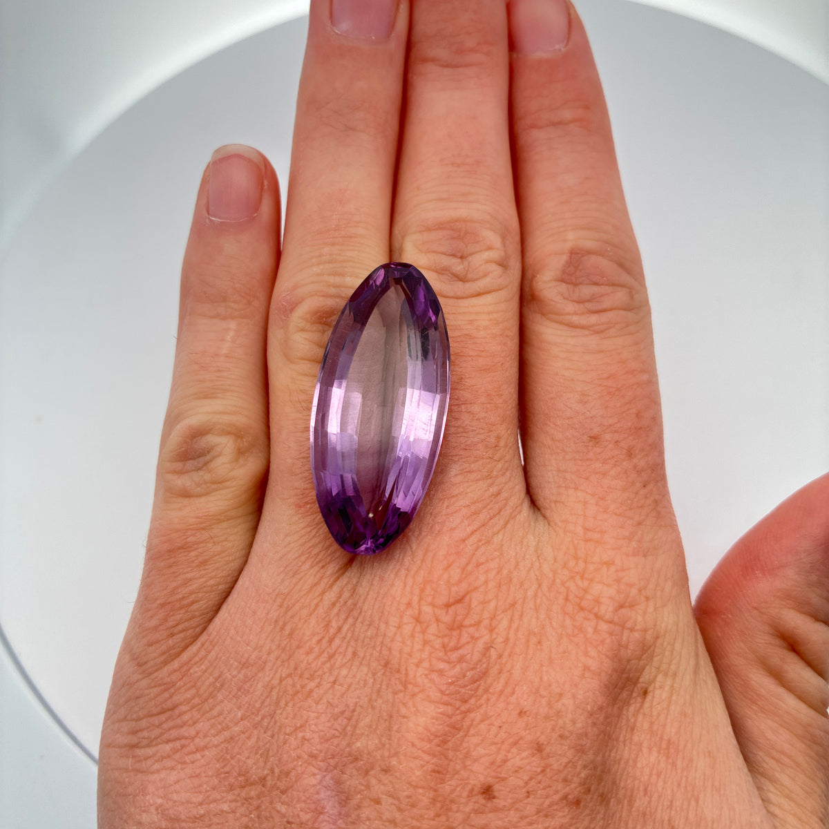 37 carat Imperfect Amethyst, 35x15.7mm Elongated Oval cut