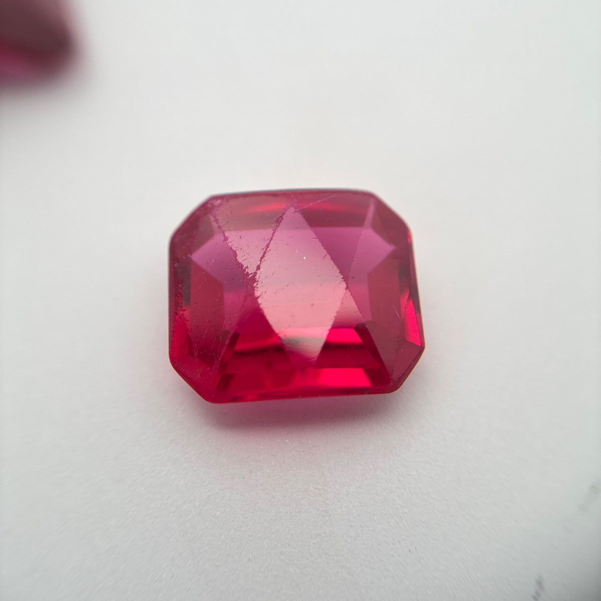 52 carat Lot of Lab Created Rubies, Discounted Worn Recycled, Chipped, Damaged Gemstones, 6 Stones