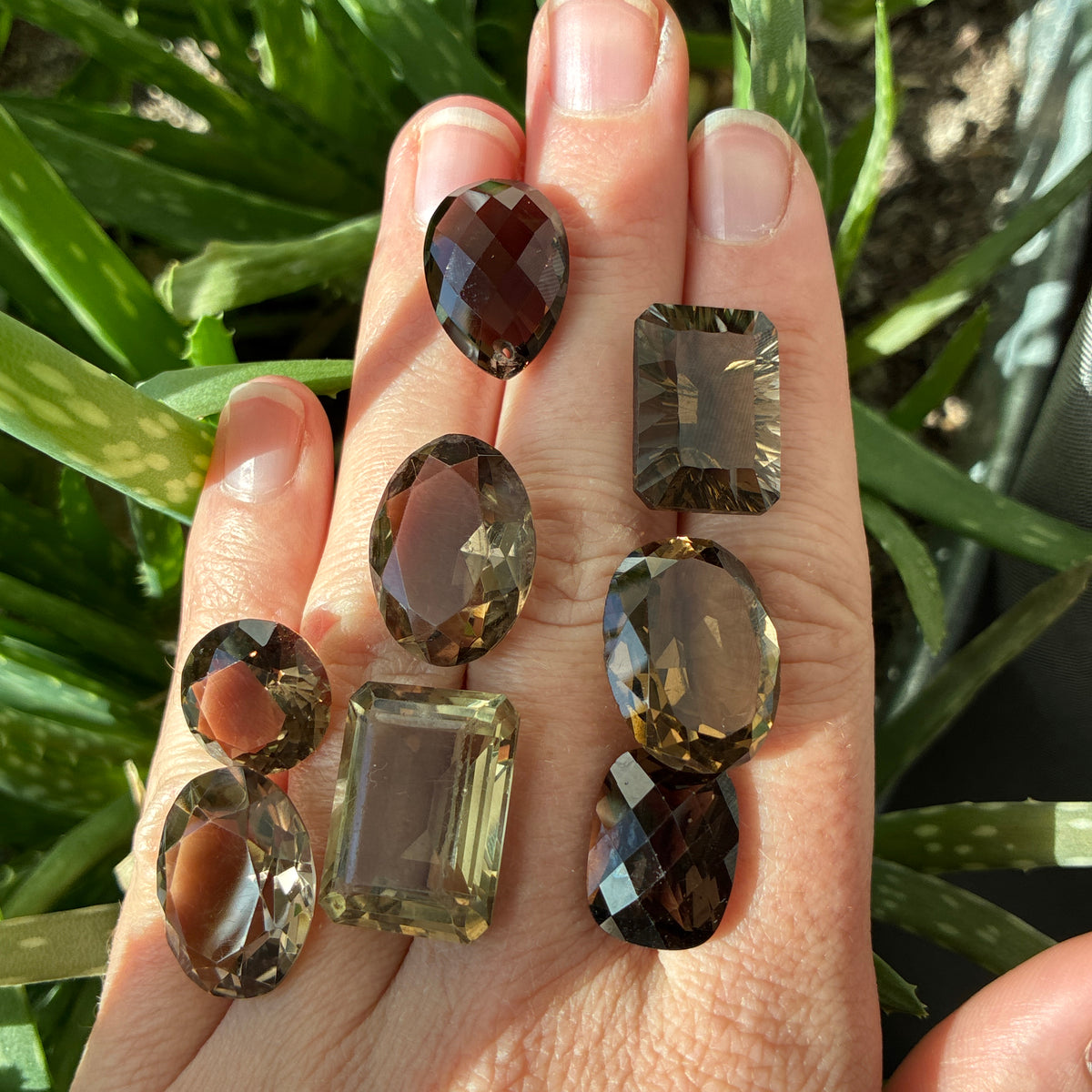 107 carat Lot of Smoky Quartz, Discount Damaged Brown Quartz, 8 pieces, Faceted, Recycled, Chipped and Worn, for Facet Rough