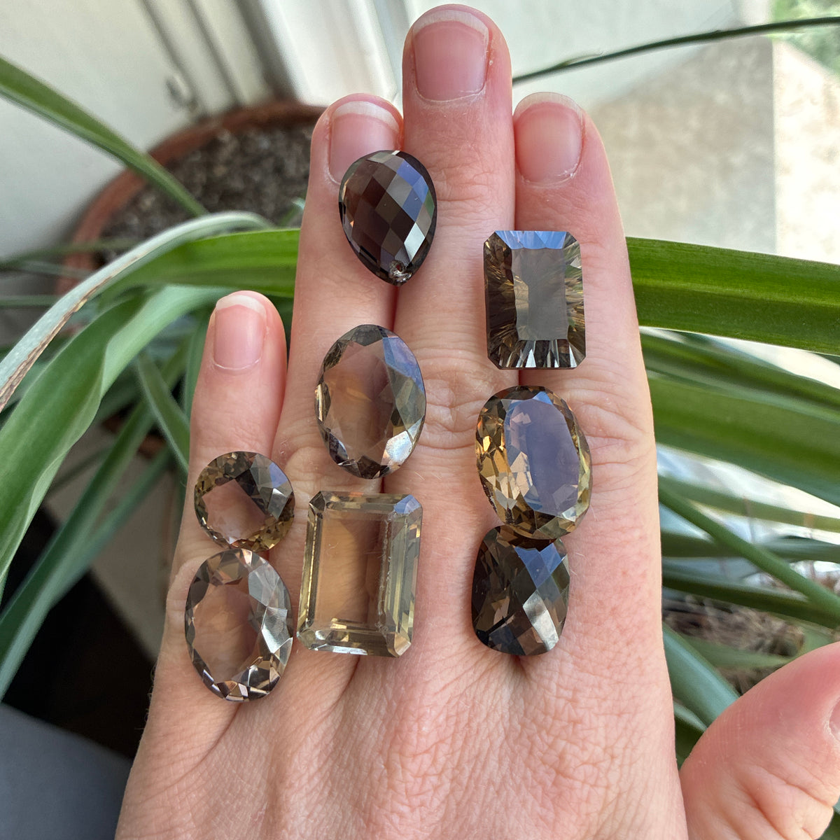 107 carat Lot of Smoky Quartz, Discount Damaged Brown Quartz, 8 pieces, Faceted, Recycled, Chipped and Worn, for Facet Rough