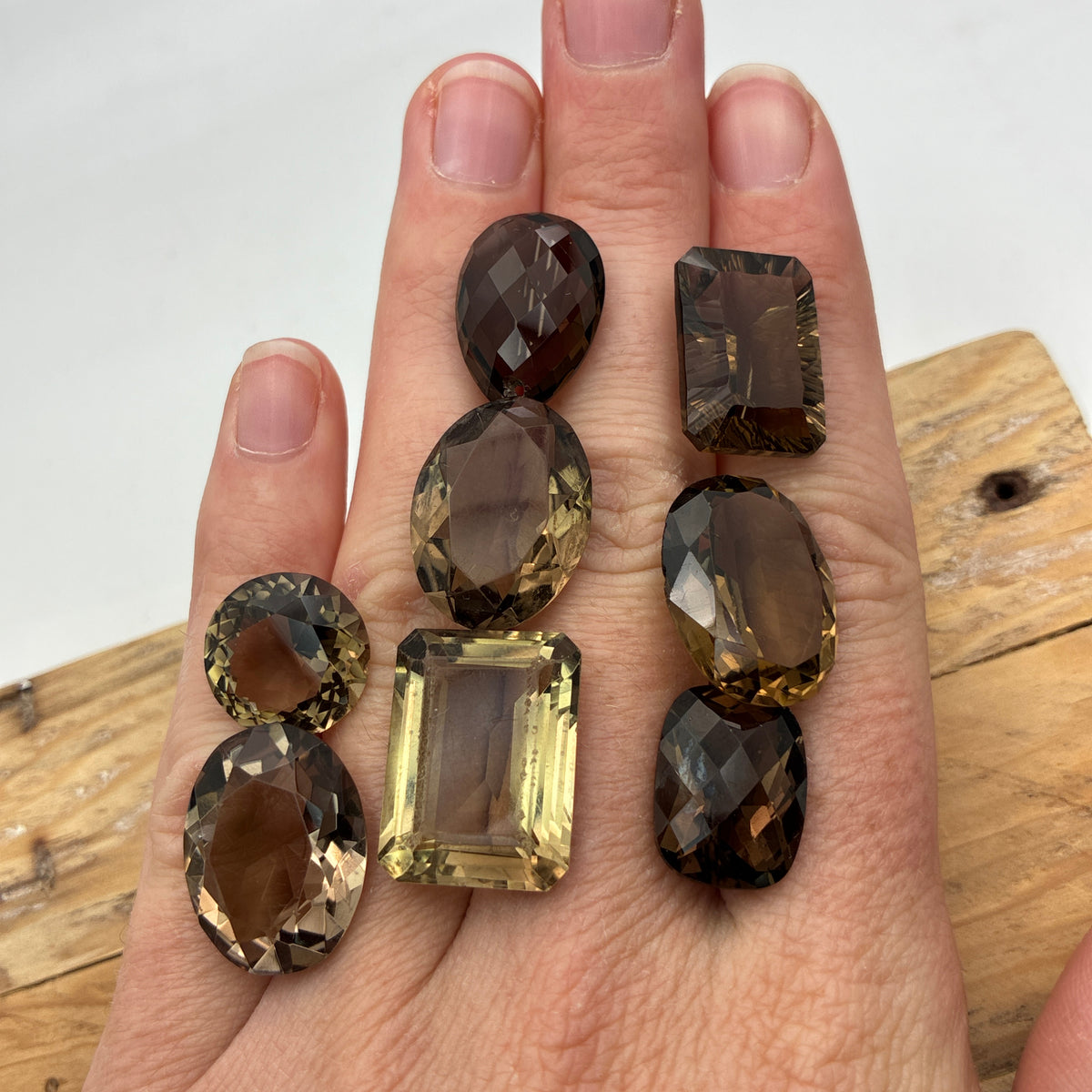 107 carat Lot of Smoky Quartz, Discount Damaged Brown Quartz, 8 pieces, Faceted, Recycled, Chipped and Worn, for Facet Rough