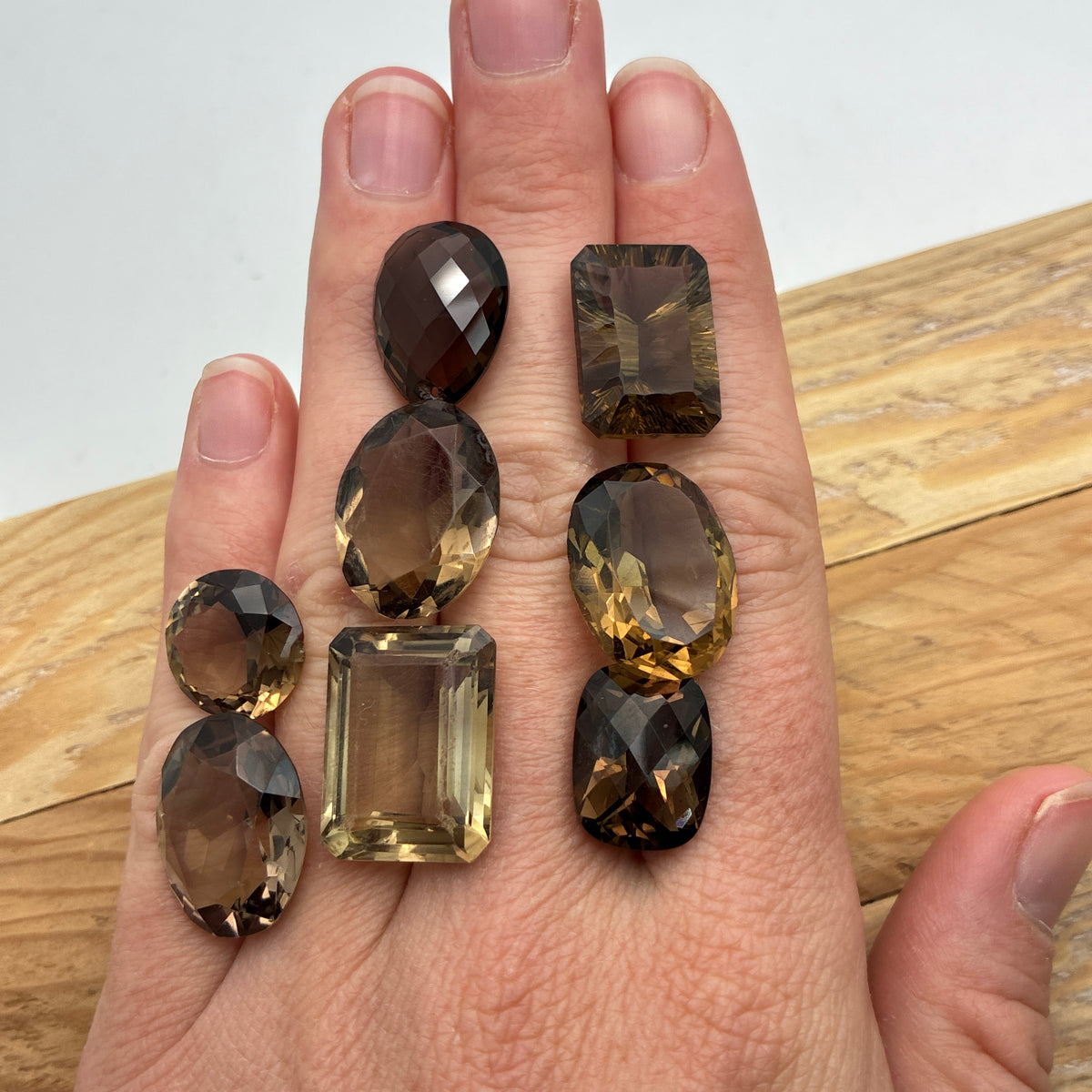 107 carat Lot of Smoky Quartz, Discount Damaged Brown Quartz, 8 pieces, Faceted, Recycled, Chipped and Worn, for Facet Rough