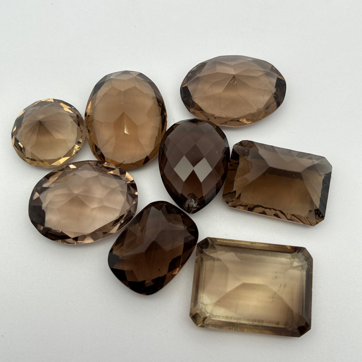 107 carat Lot of Smoky Quartz, Discount Damaged Brown Quartz, 8 pieces, Faceted, Recycled, Chipped and Worn, for Facet Rough