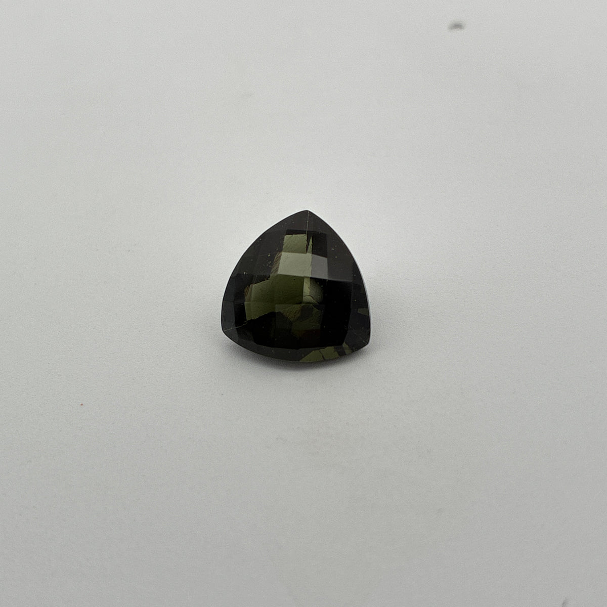 12mm Trillion Cut Dark Moldavite, 4.58 carat