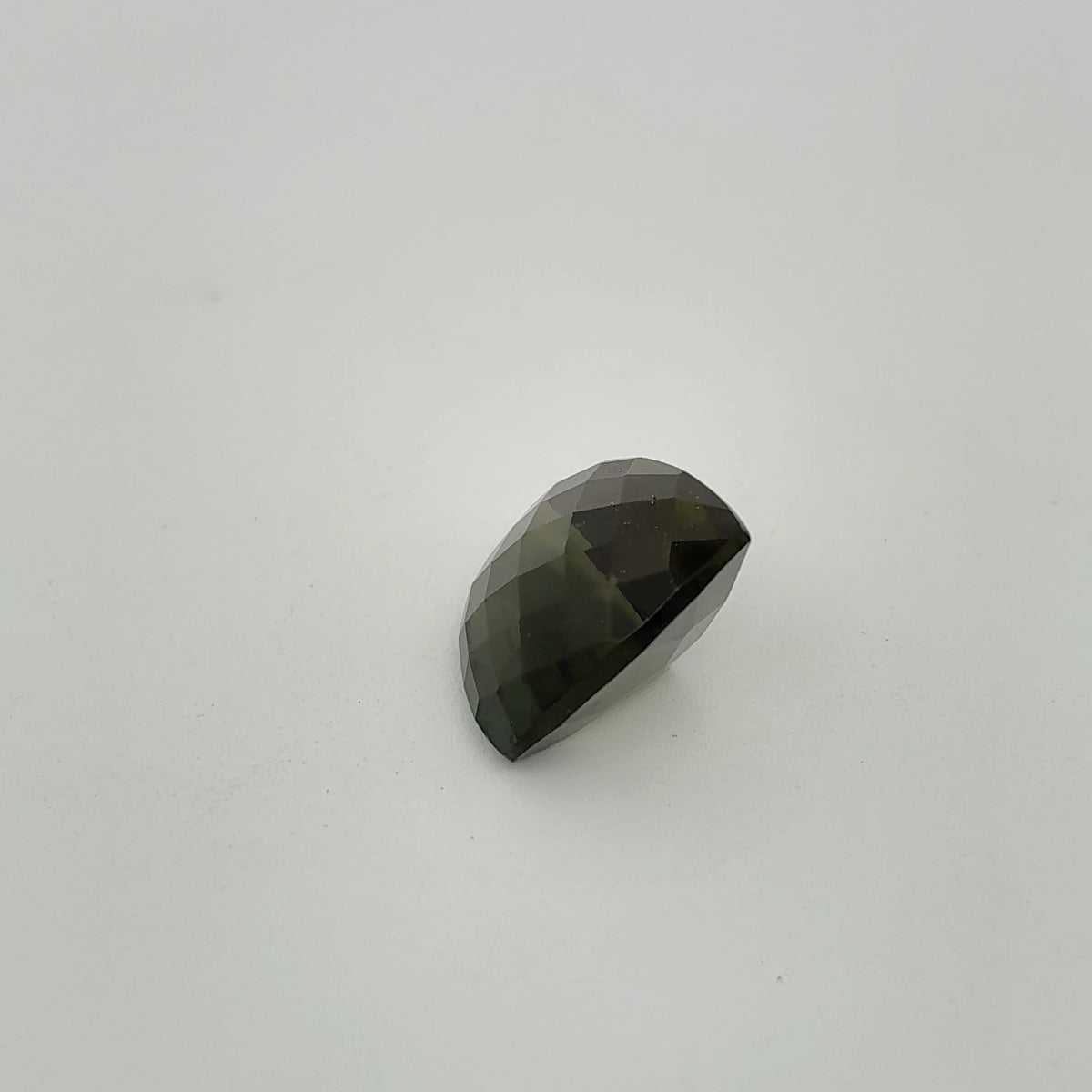 12mm Trillion Cut Dark Moldavite, 4.58 carat