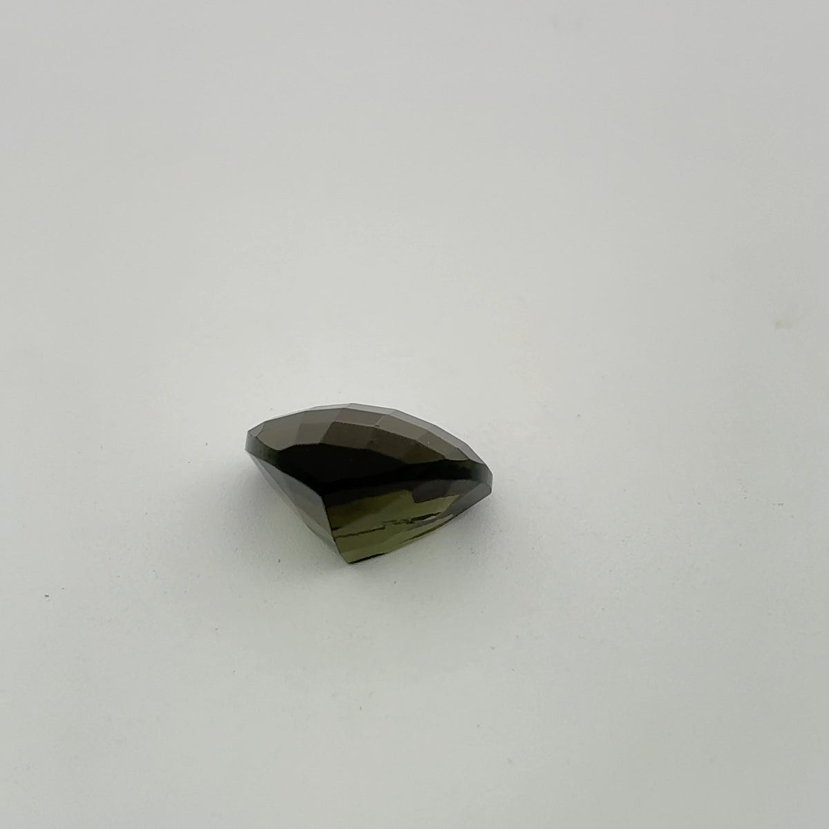 12mm Trillion Cut Dark Moldavite, 4.58 carat