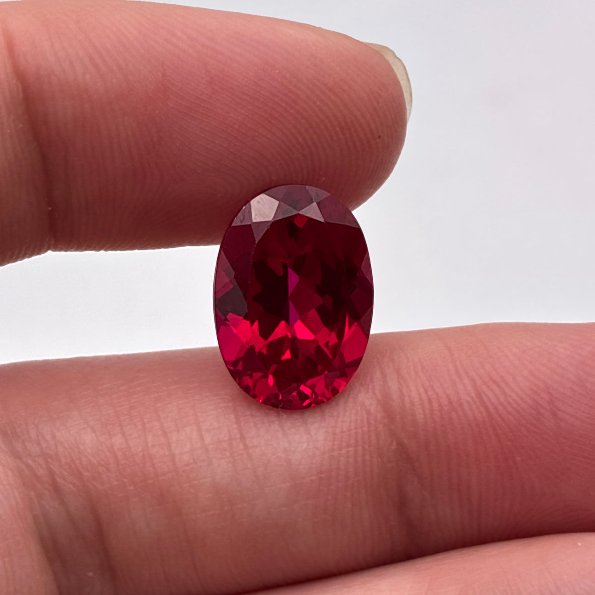 14x10mm Oval Cut Lab Created Red Loose Ruby, 7.77 carats