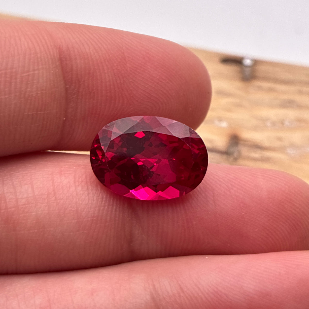 14x10mm Oval Cut Lab Created Red Loose Ruby, 7.77 carats