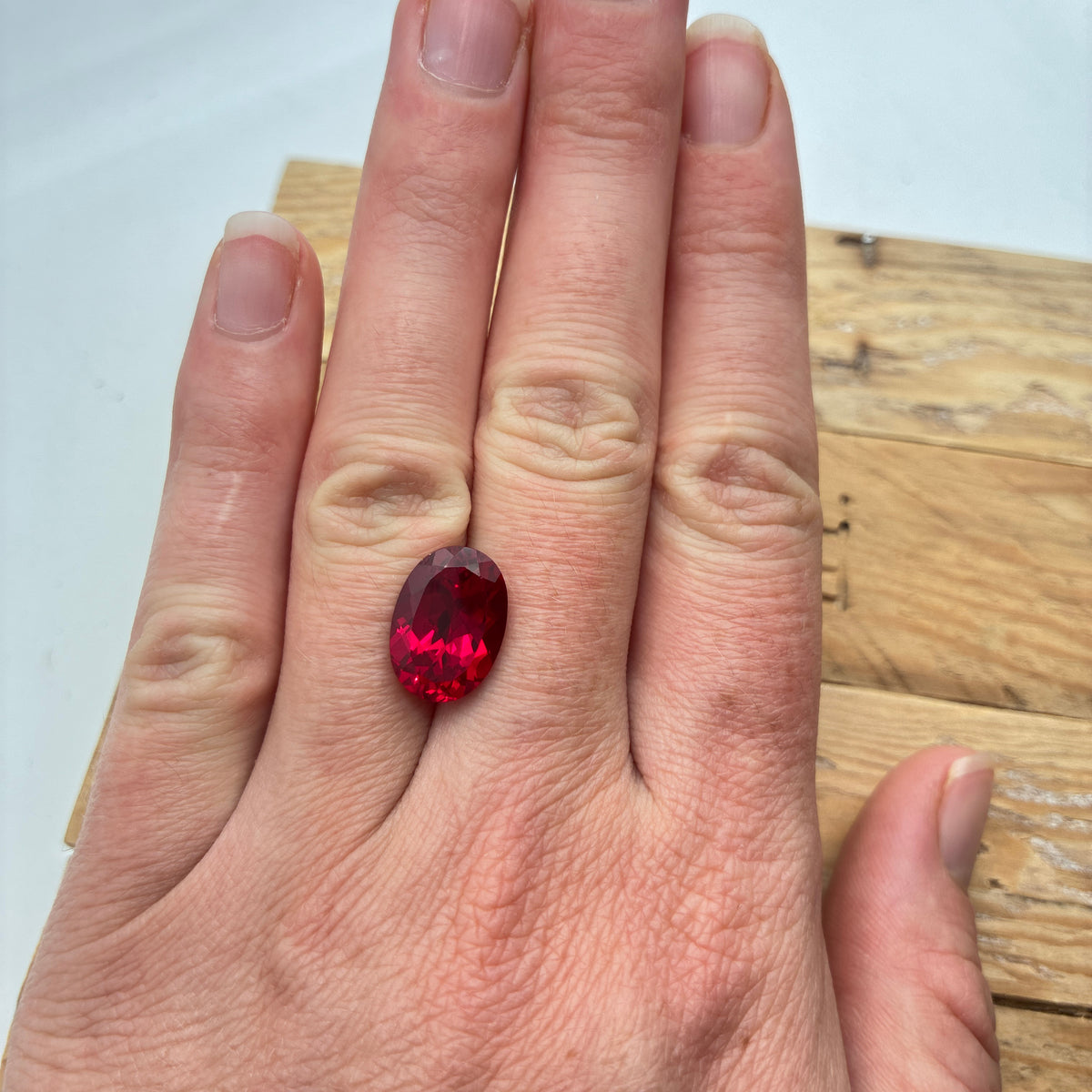 14x10mm Oval Cut Lab Created Red Loose Ruby, 7.77 carats