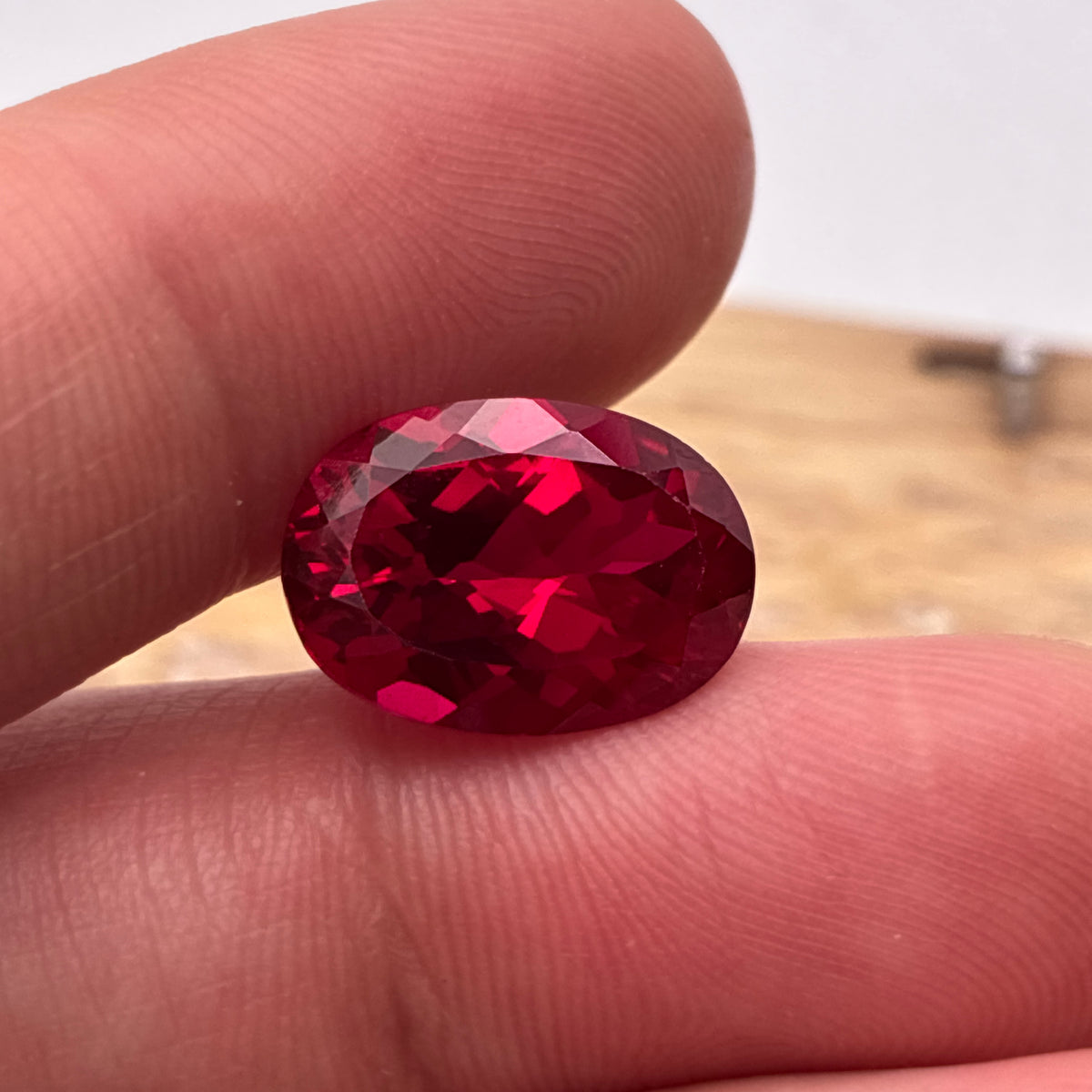 14x10mm Oval Cut Lab Created Red Loose Ruby, 7.77 carats