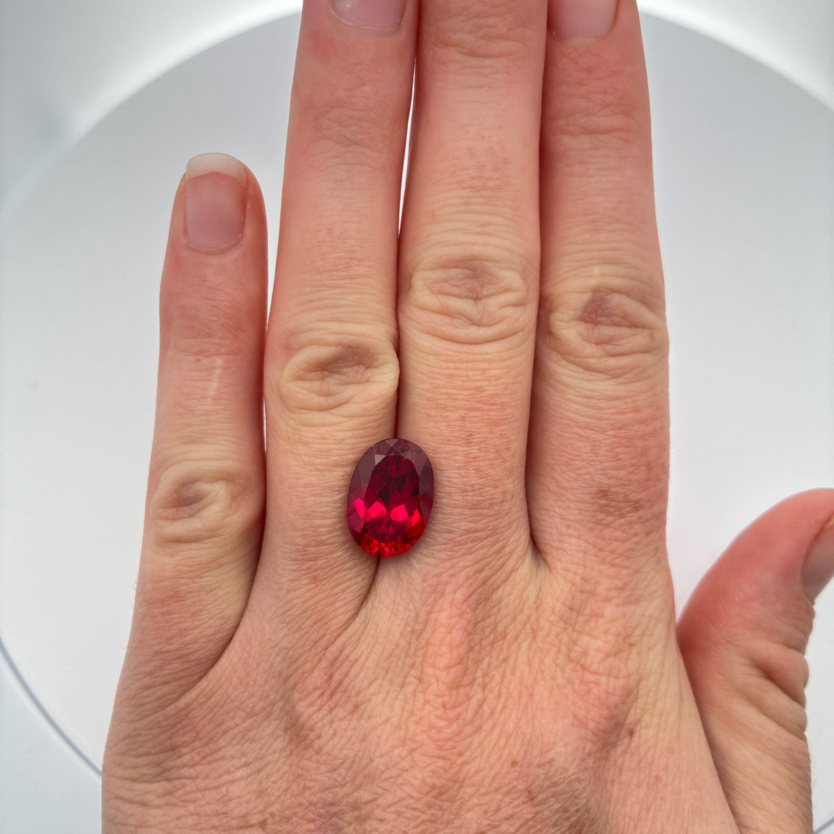 14x10mm Oval Cut Lab Created Red Loose Ruby, 7.77 carats