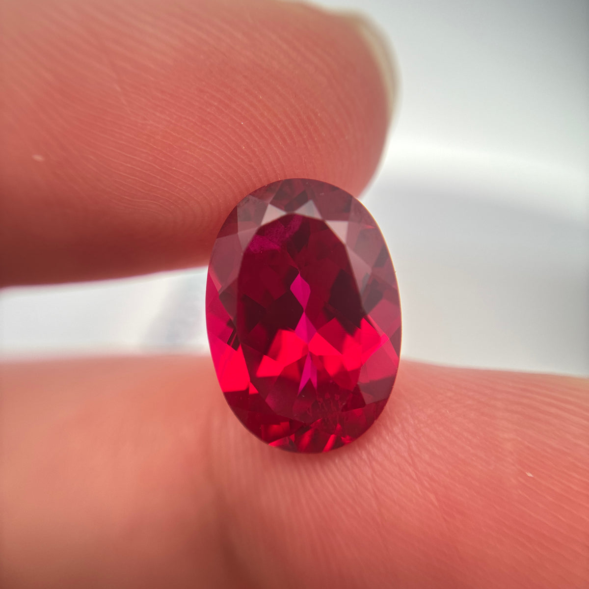 14x10mm Oval Cut Lab Created Red Loose Ruby, 7.77 carats