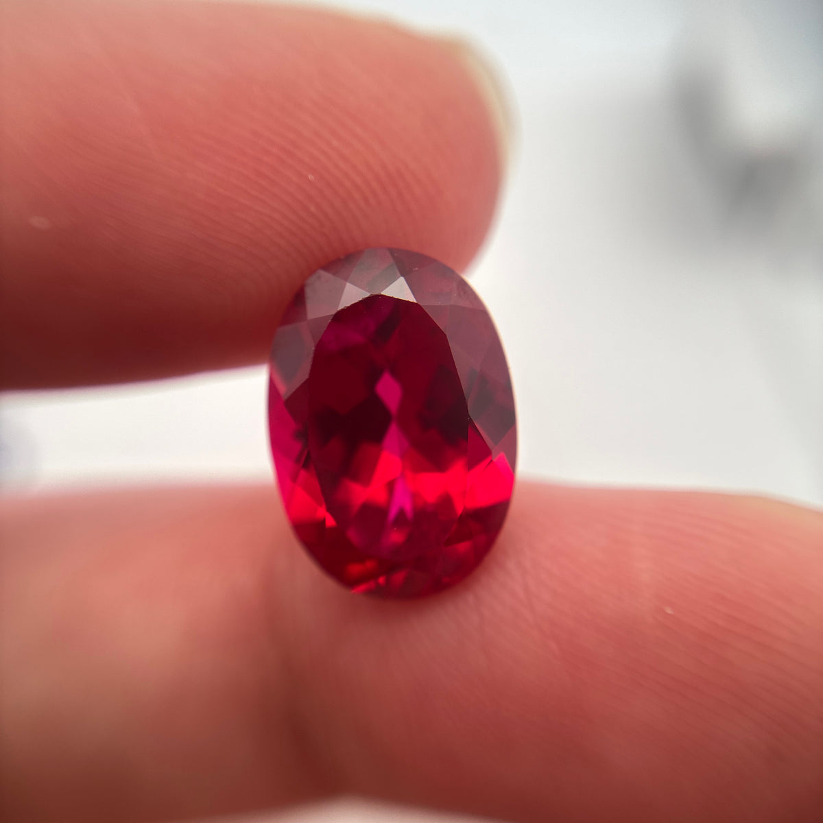 14x10mm Oval Cut Lab Created Red Loose Ruby, 7.77 carats