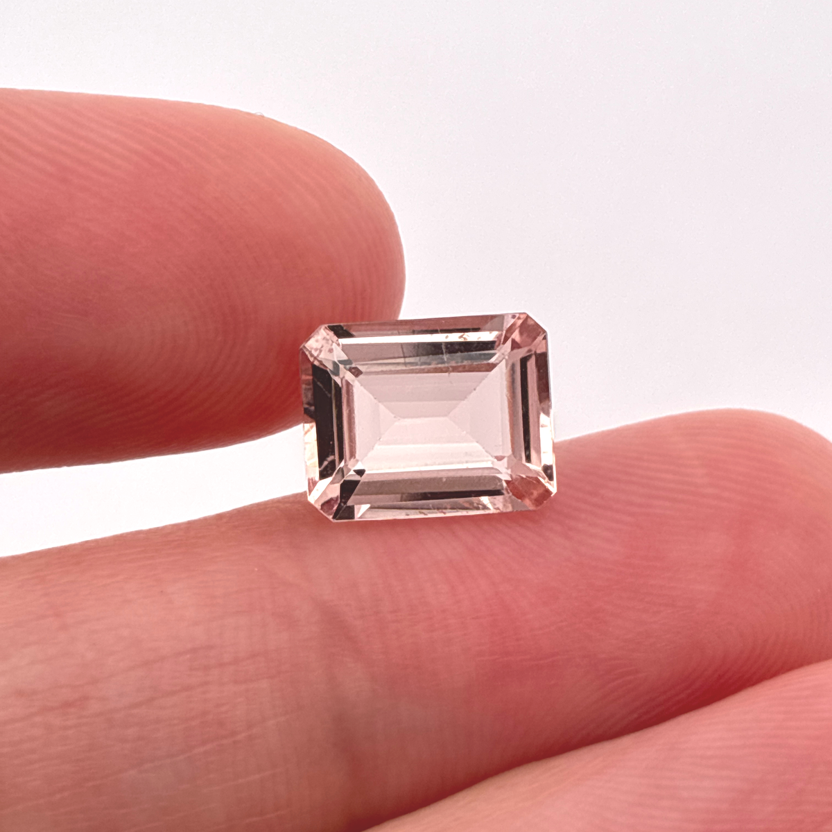 10x8mm Emerald Cut Morganite, 2.89 carat Loose Peach Gemstone