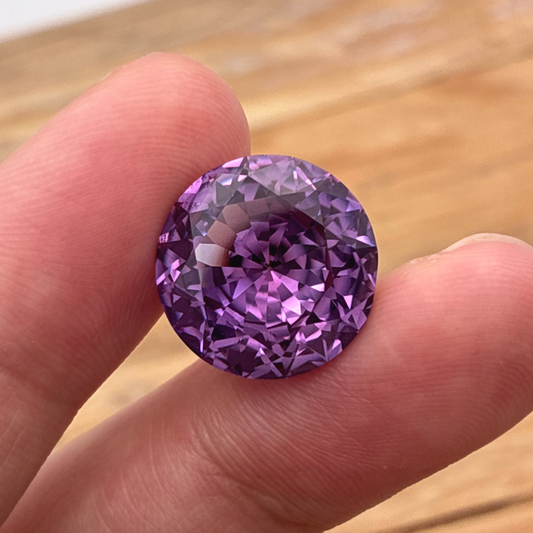 15mm Purple Color Change Lab Sapphire Round Cut 13.84 Carats